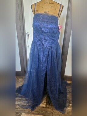 Navy Sparkle Tulle Evening Gown 16W
